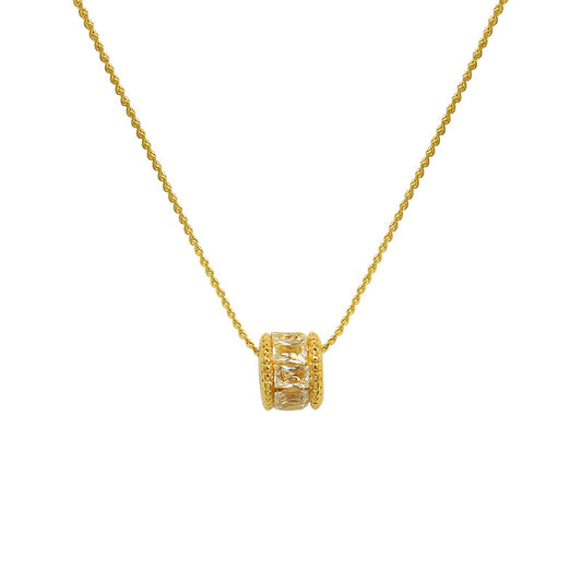 Adiffu French Geometric Diamond Pendant 18K Gold Necklace