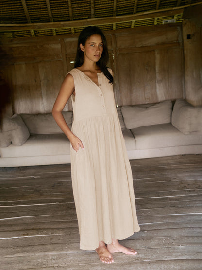 Élise Reversible Linen Midi Dress