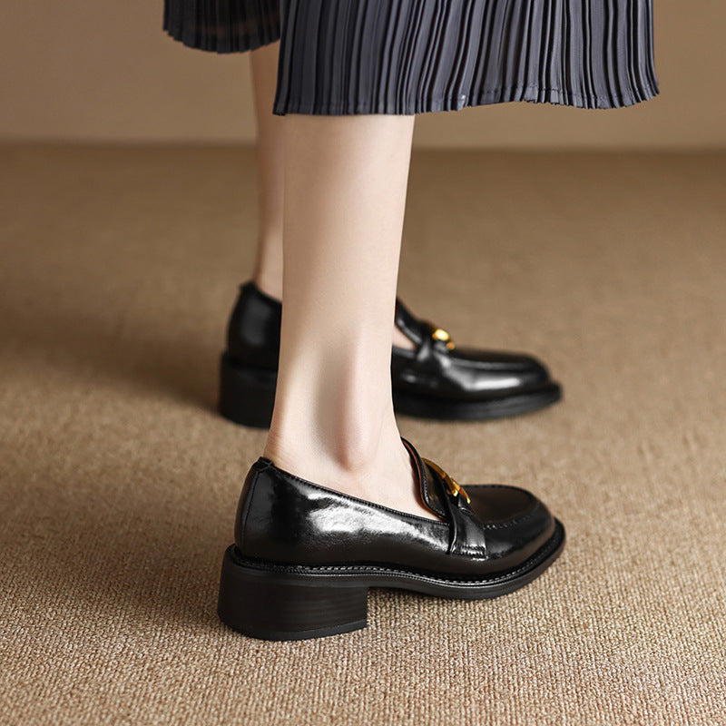 Adiffu Women’s French Retro Brown Loafers, Comfortable Slip-On Low-Heel Dress Shoes