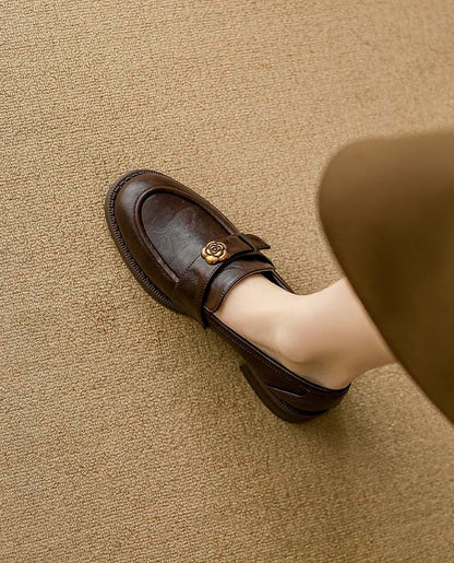 Adiffu Vintage Handmade Soft-Sole Chunky-Heel Loafers