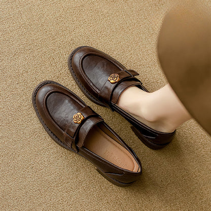 Adiffu Vintage Handmade Soft-Sole Chunky-Heel Loafers