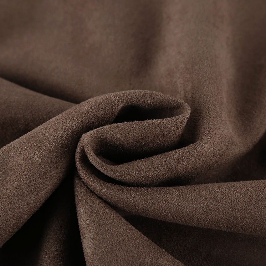 Vintage Brown Suede Lapel Relaxed Jacket