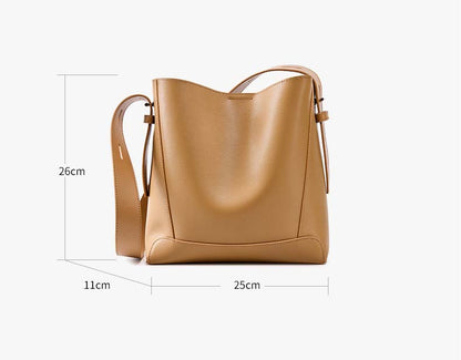 Adiffu All-match Leather Bucket Bag