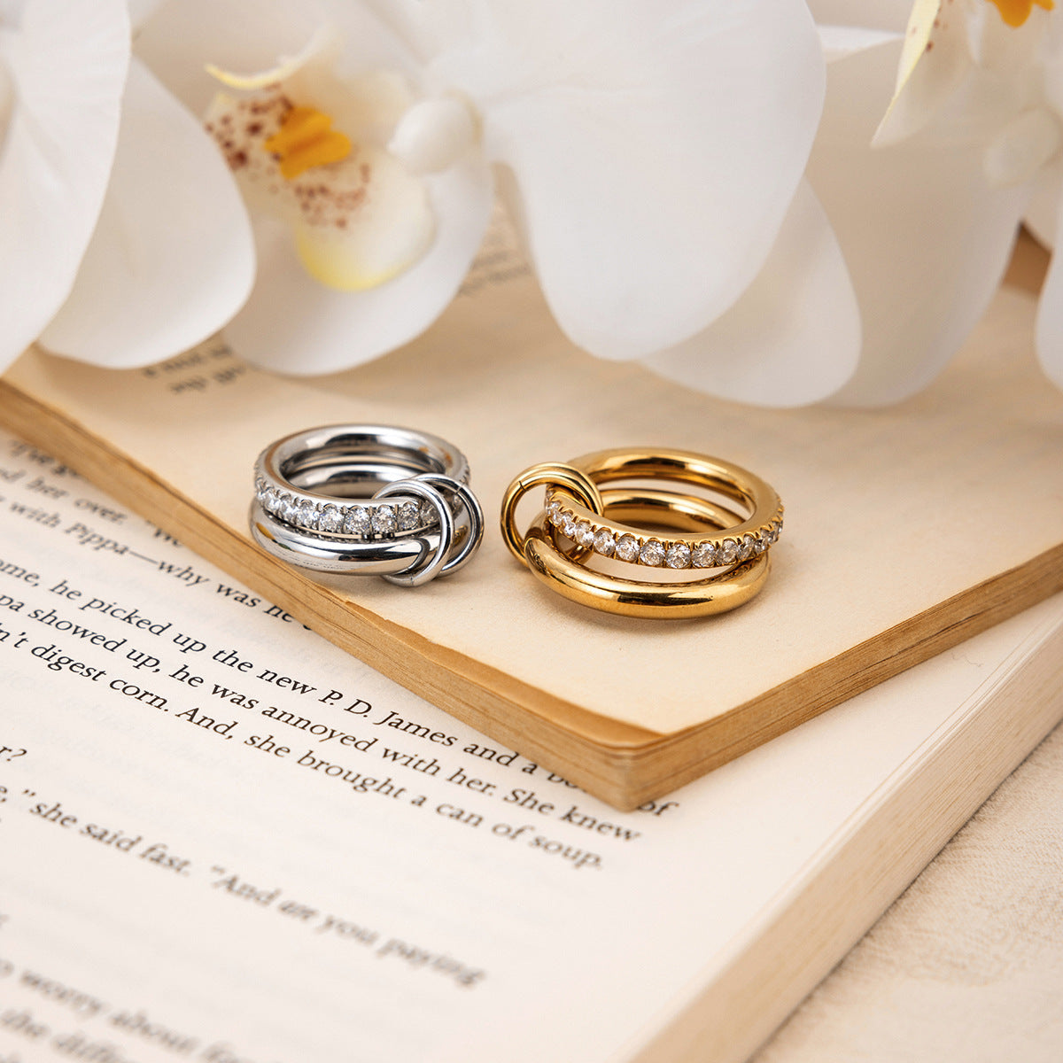 Adiffu Elegant Sparkle Stackable Diamond Ring