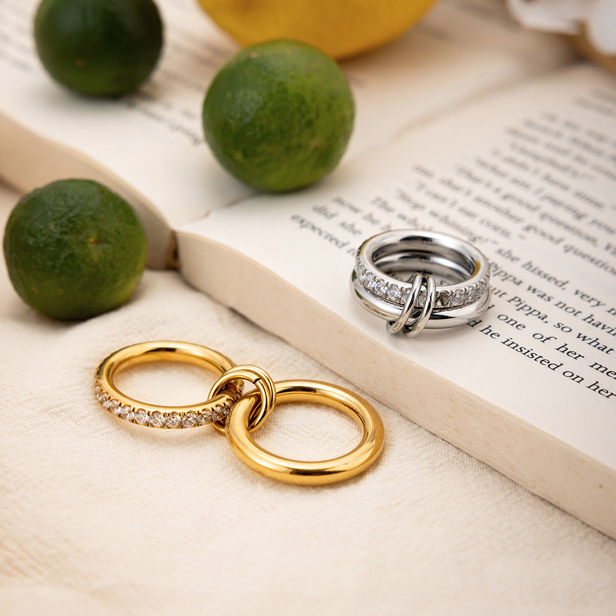 Adiffu Elegant Sparkle Stackable Diamond Ring