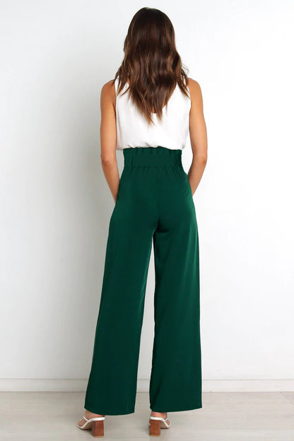 Adiffu Elegant Wide-Leg Work Trousers with Belt