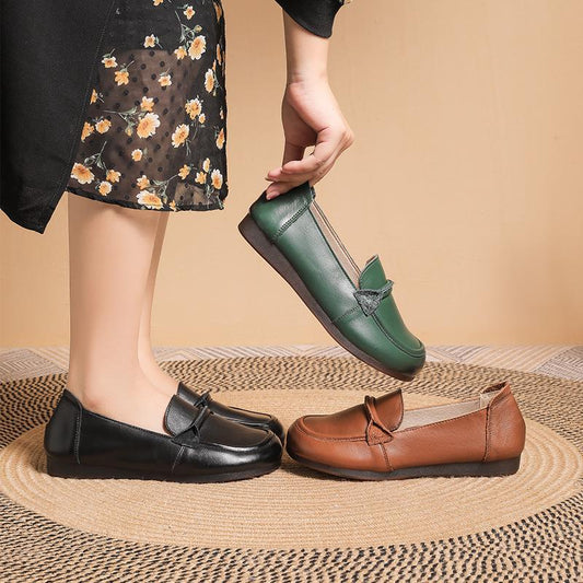 Adiffu Non-slip Breathable Comfortable Leather Soft Soled Single Shoes