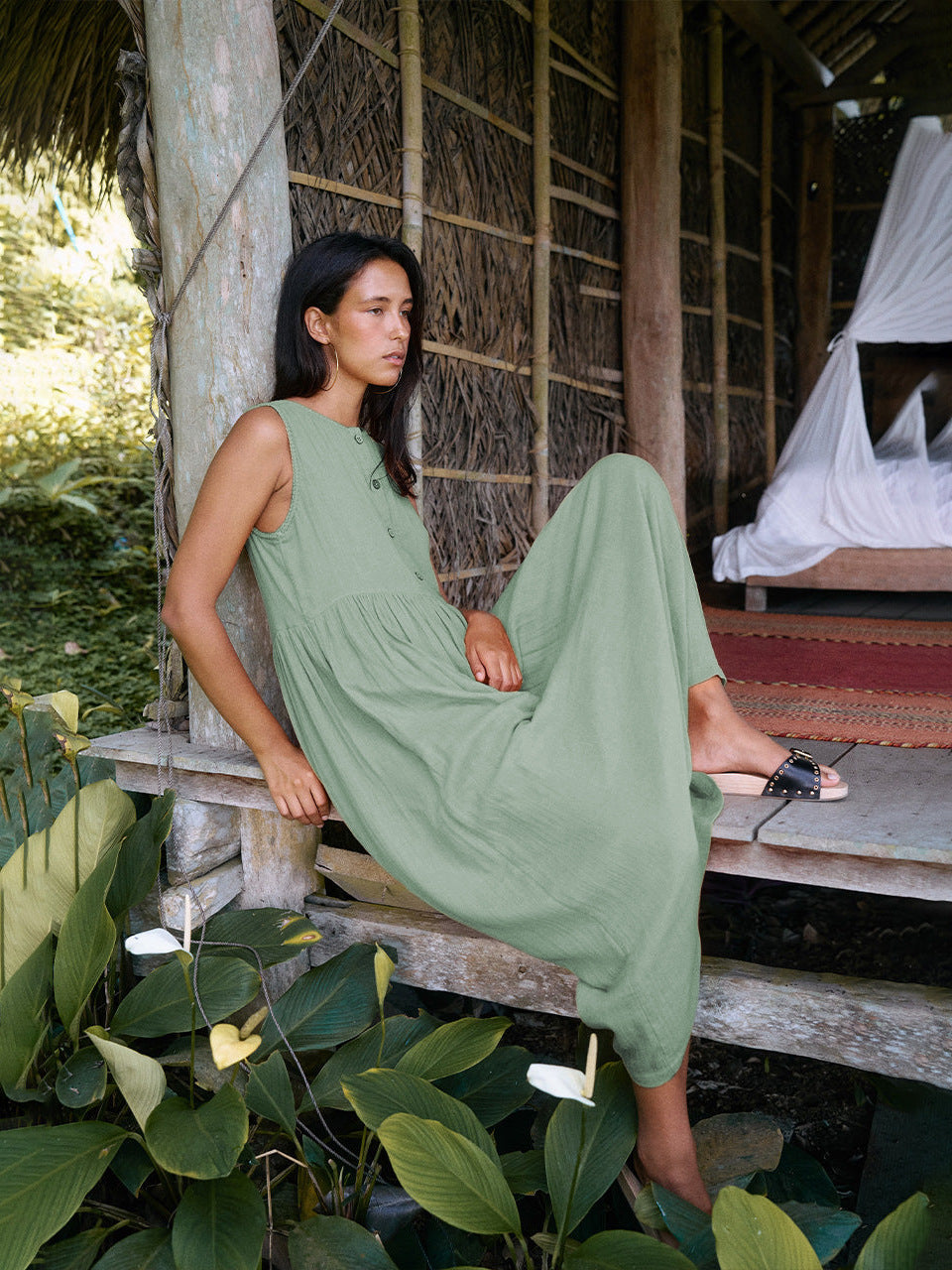 Élise Reversible Linen Midi Dress