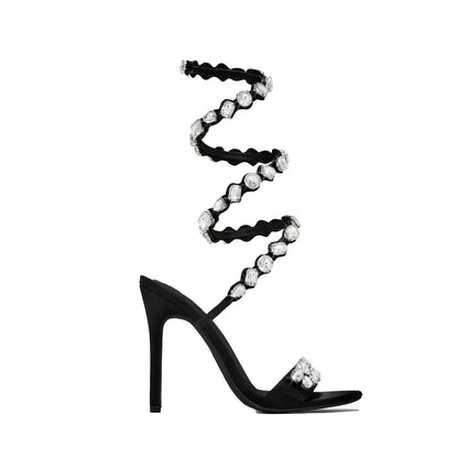 Adiffu Rhinestone High-heeled Sandals