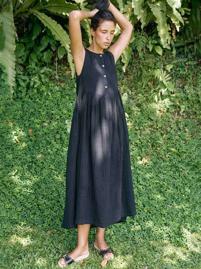 Élise Reversible Linen Midi Dress