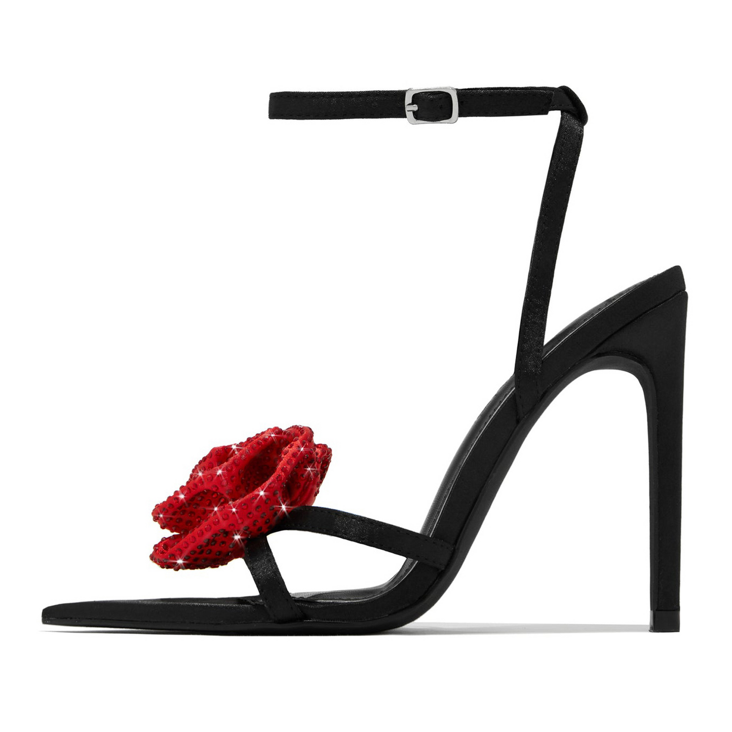 Adiffu 11cm Stiletto Pointy Diamond Flower Heels