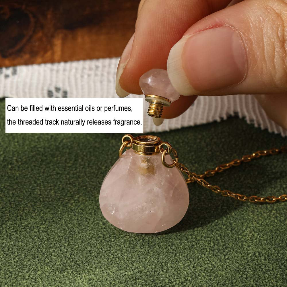 Adiffu Romantic Natural Stone Perfume Bottle Wishing Bottle Pendant Necklace