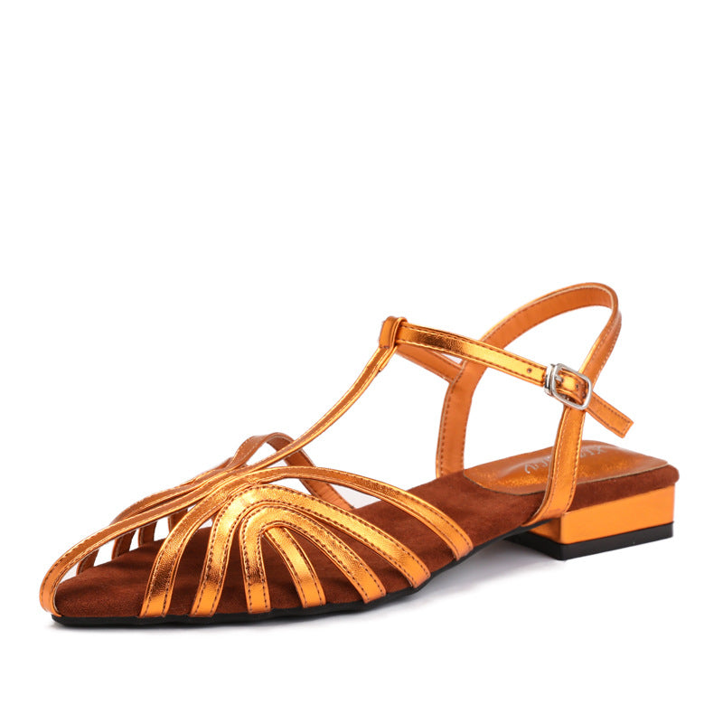 Selene Woven Roman Low-Heel Sandals