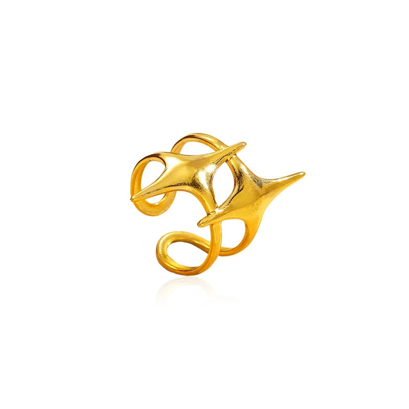 Minimalist Four-Point Star Open Ring