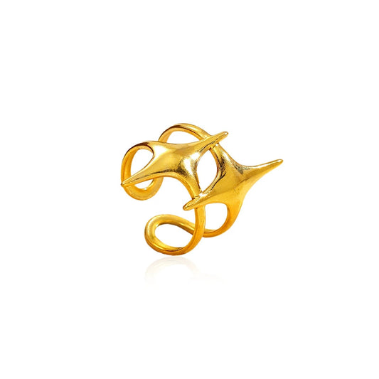 Minimalist Four-Point Star Open Ring