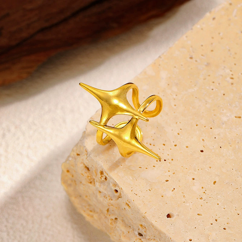 Minimalist Four-Point Star Open Ring