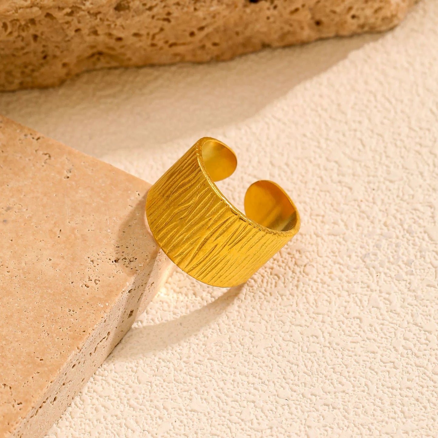 Luxe Gold Stainless Steel Open Ring-Bold Statement Band for Women