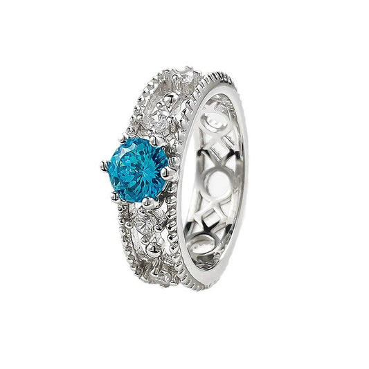 Celestia Firework-Cut Aquamarine Halo Ring – 1 Carat S925 Sterling Silver