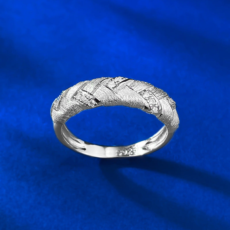 Aurelia Wheat Weave Brushed Ring-Italian Craft S925 Sterling Silver