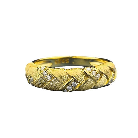 Aurelia Wheat Weave Brushed Ring-Italian Craft S925 Sterling Silver