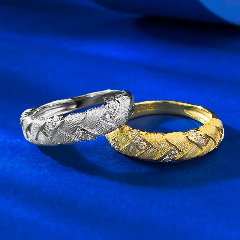 Aurelia Wheat Weave Brushed Ring-Italian Craft S925 Sterling Silver