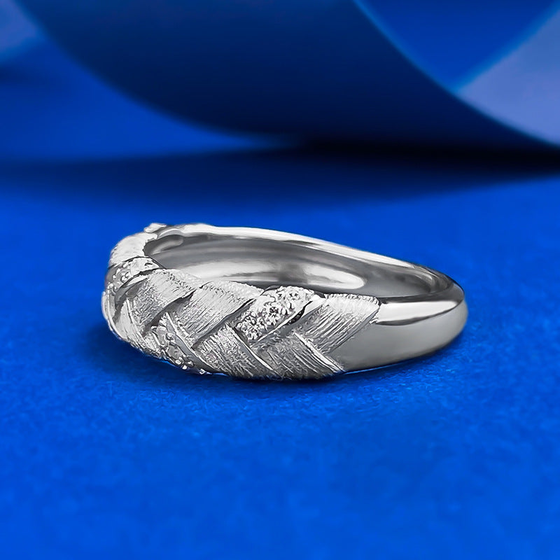 Aurelia Wheat Weave Brushed Ring-Italian Craft S925 Sterling Silver