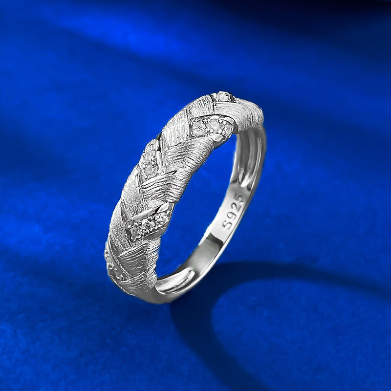 Aurelia Wheat Weave Brushed Ring-Italian Craft S925 Sterling Silver