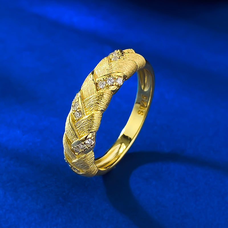 Aurelia Wheat Weave Brushed Ring-Italian Craft S925 Sterling Silver