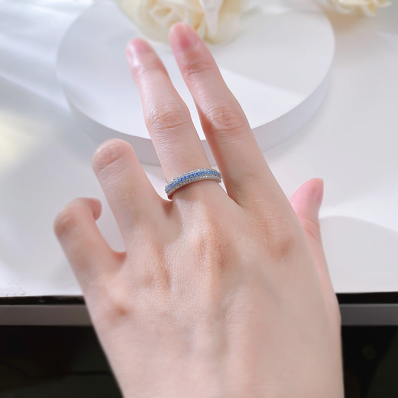 Lunaria Paraiba Pavé Ring – S925 Sterling Silver
