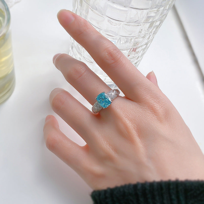 Dreamcatcher Paraiba Cushion Ring – 7×9mm S925 Sterling Silver