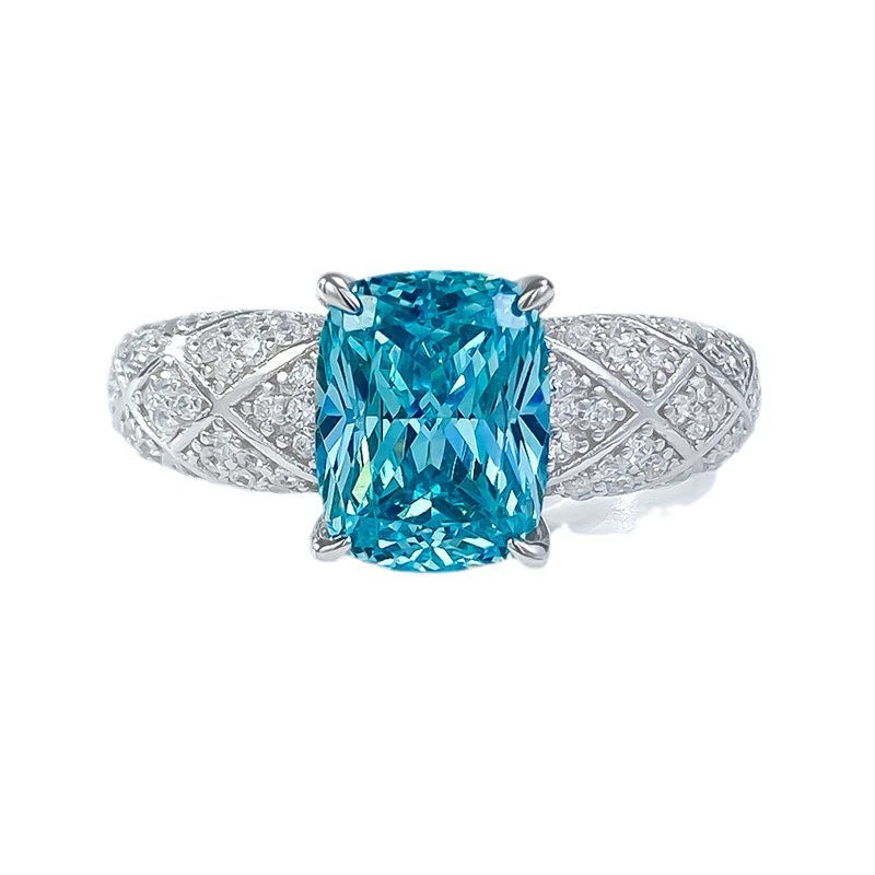 Dreamcatcher Paraiba Cushion Ring – 7×9mm S925 Sterling Silver