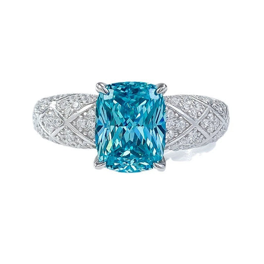 Dreamcatcher Paraiba Cushion Ring – 7×9mm S925 Sterling Silver