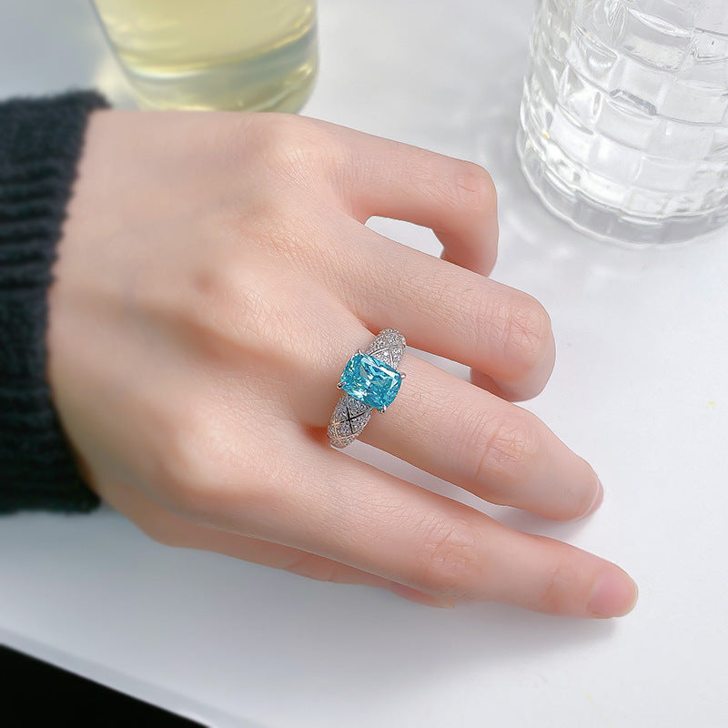 Dreamcatcher Paraiba Cushion Ring – 7×9mm S925 Sterling Silver