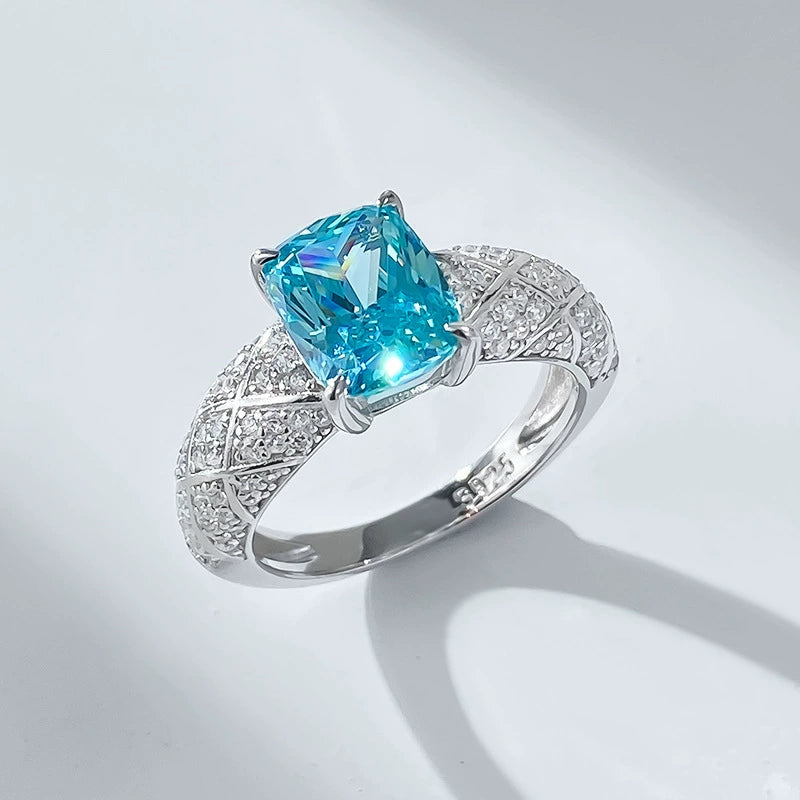 Dreamcatcher Paraiba Cushion Ring – 7×9mm S925 Sterling Silver