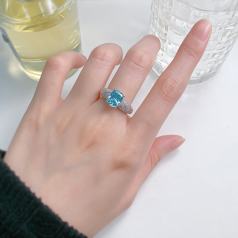 Dreamcatcher Paraiba Cushion Ring – 7×9mm S925 Sterling Silver