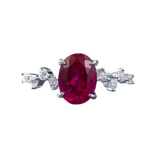 Rubina Crimson Oval Ring – 6×8mm S925 Sterling Silver