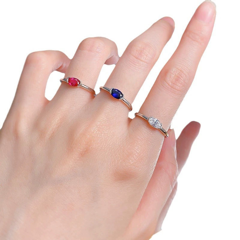 Minimal Color Spark Ring-S925 Sterling Silver Jewelry