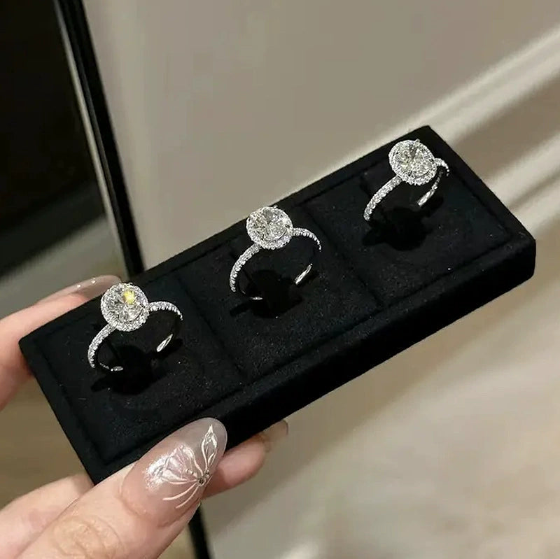 Eterna Oval Diamond Ring-S925 Sterling Silver