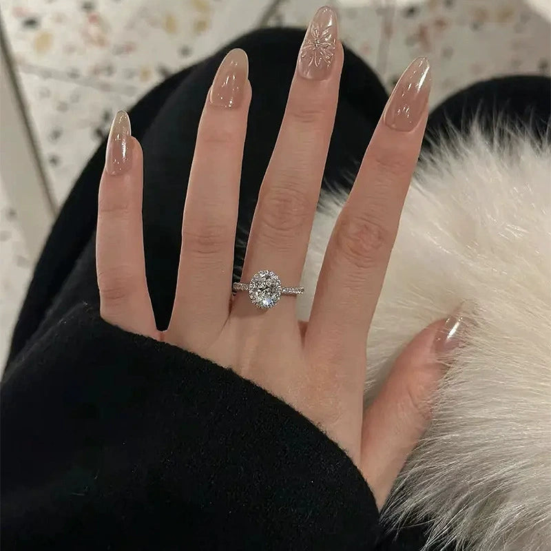 Eterna Oval Diamond Ring-S925 Sterling Silver