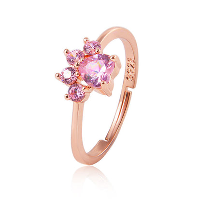 Adiffu Cute Cat Paw Cat Footprint Opening Adjustable Ring