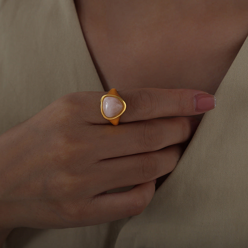 Adiffu Elegant Natural Stone Tiger's Eye Stone Ring