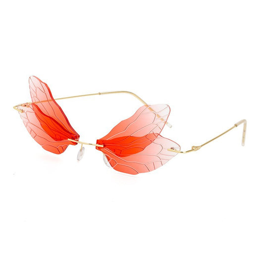Adiffu Frameless Gradient Color Dragonfly Sunglasses For women