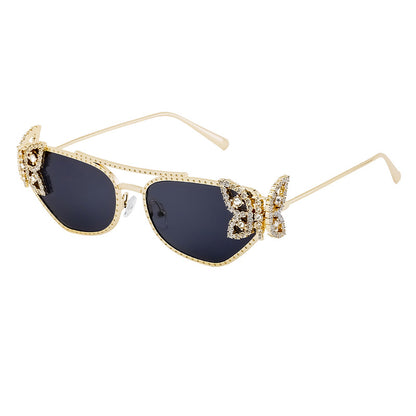 Adiffu Butterfly With Diamond Square Frame Sunglasses