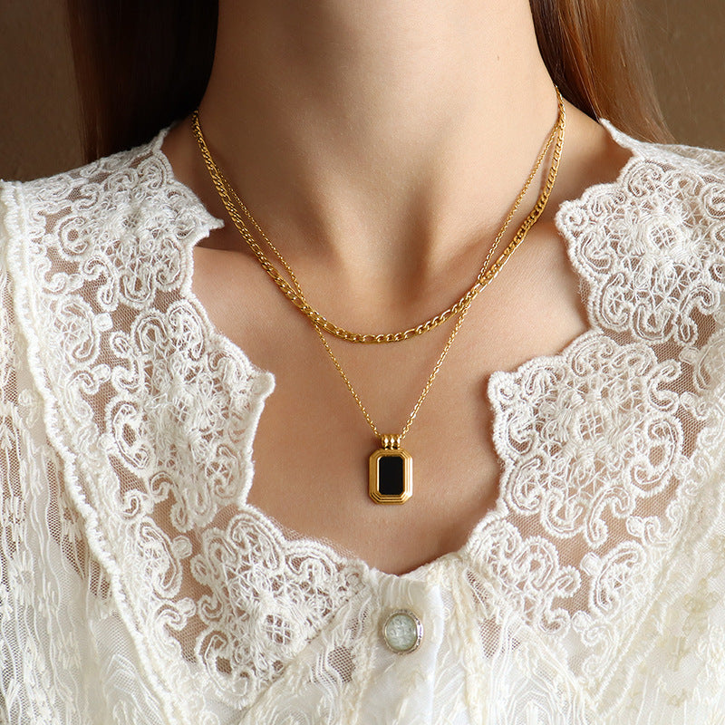 Adiffu French Double Clavicle Necklace For Women