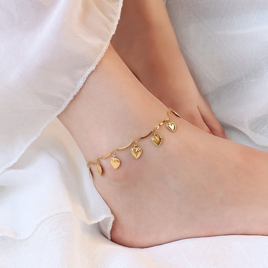 Adiffu French Style Heart Fringe Anklet
