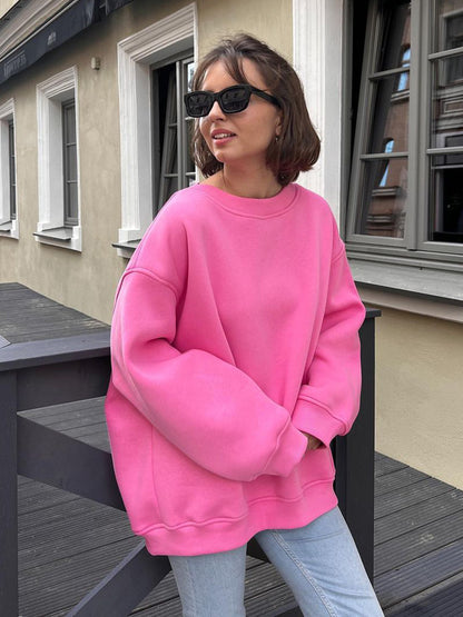 Adiffu Loose Round Neck Pullover Sweatshirt