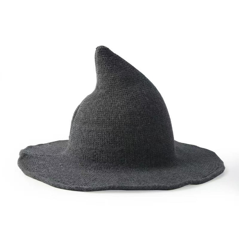 Adiffu Halloween Witch Hat With Large Brim Knitted Party Cosplay Hat