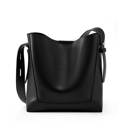 Adiffu All-match Leather Bucket Bag
