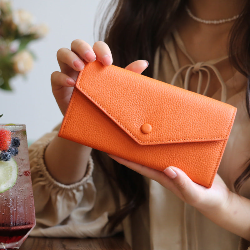 Adiffu Selected Pure Cowhide Soft Leather Long Wallet