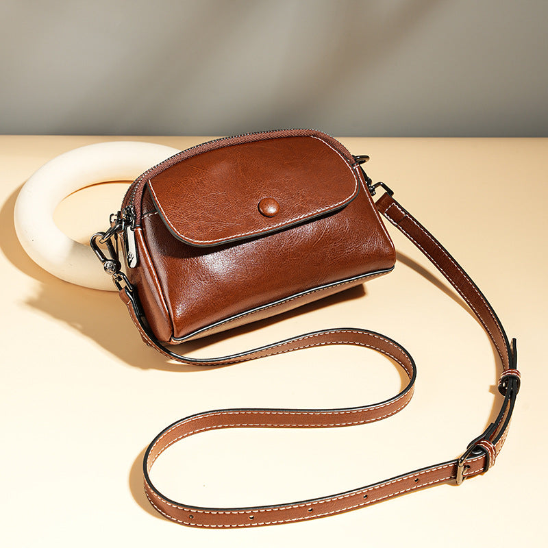 Adiffu Multi-compartment Genuine Leather Women's Mobile Phone Bag